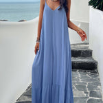 Stylish Maxi Dress with Convenient Pockets - Blue